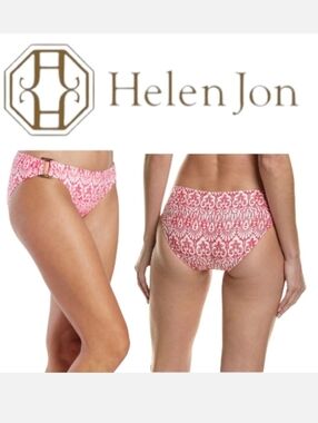 HELEN JON Tortoise Hipster Bikini Bottom in Island Batik Pink Sz Large NWT
